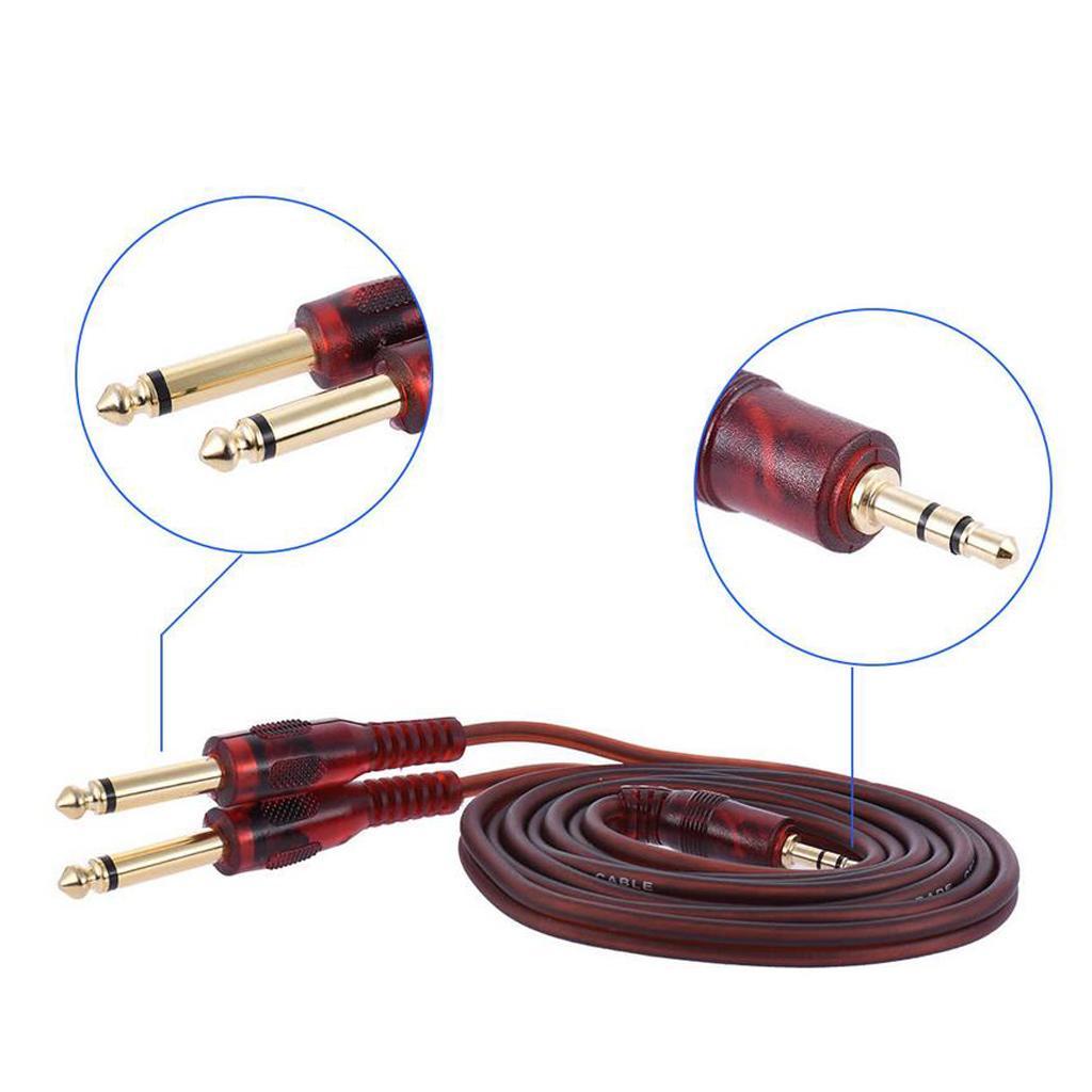 Audio Cable 3.5mm Stereo Plug to Double 6.35mm Plug Computer Mixer Cable