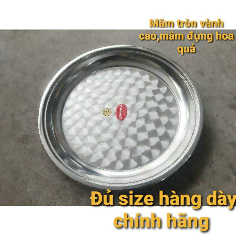 Mâm Inox Tròn Vành Cao,mâm ăn cơm inox 304,Mâm Lễ ,mâm inox đủ size 30/32/36/40/44/48/52/56