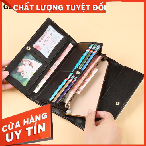 Ví Nữ Dài Da Bò Cao Cấp Chống Đánh Cắp Thông Tin Thẻ Đen/Hồng TVNN379 - Backpackworld HCM