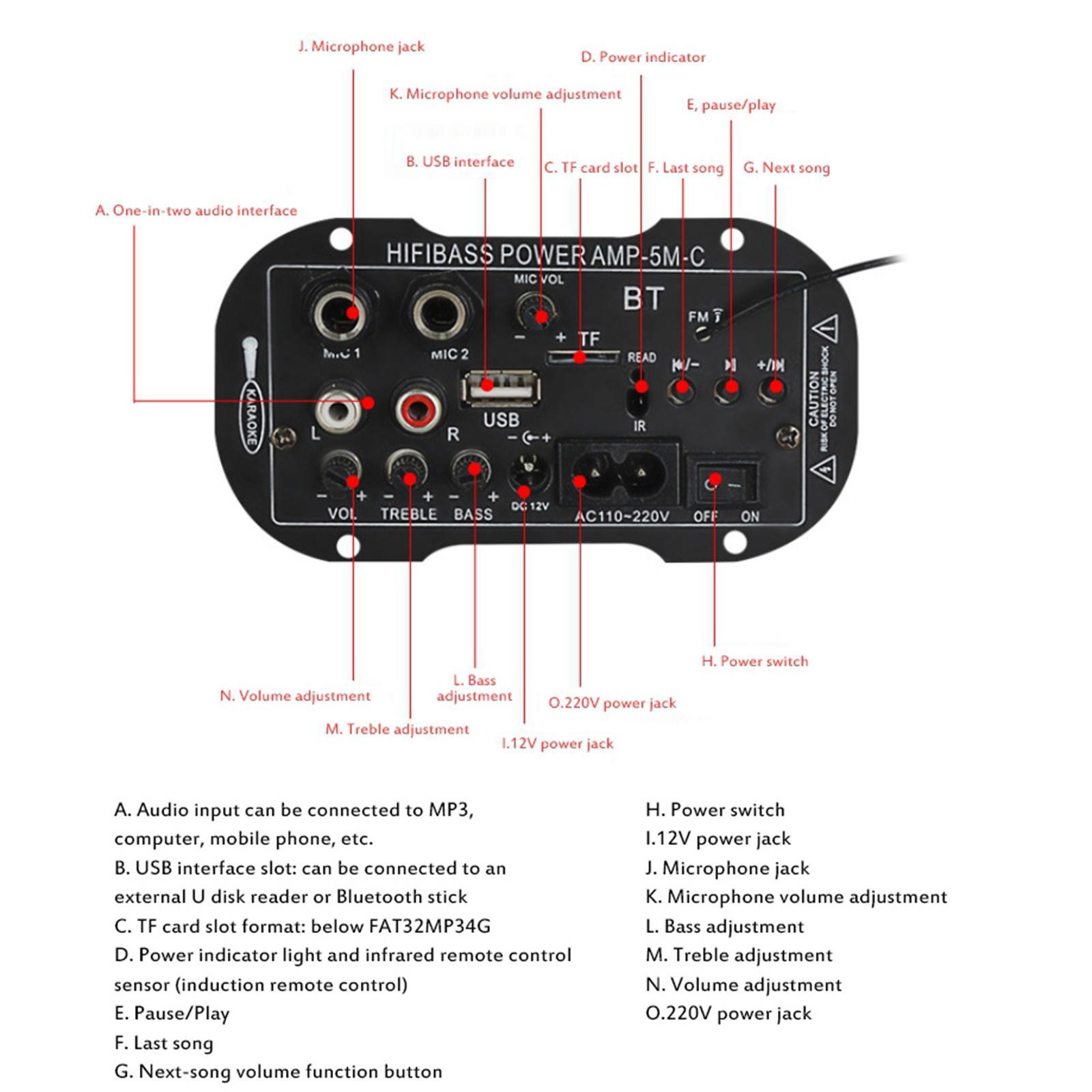Audio Bluetooth Amplifier Board Mini Stereo High Power With BT w/ Remote