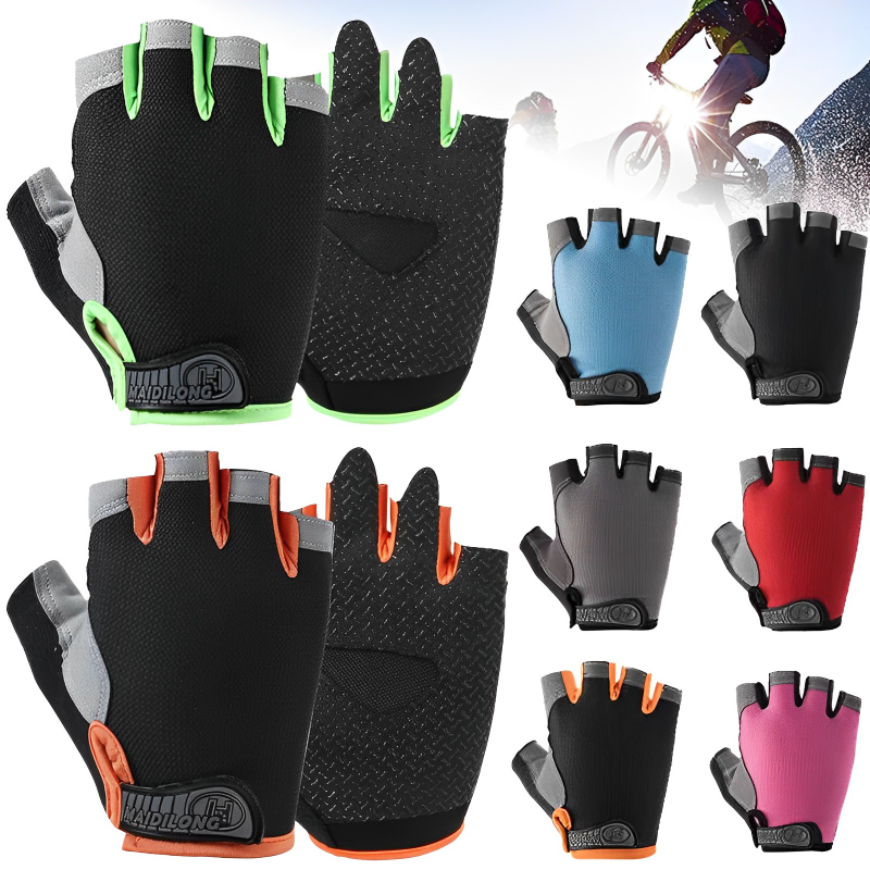 Găng Tay Xe Đạp Ngón Nam Nữ Chống Trượt Chống Sốc Thoáng Khí Mùa Hè Găng Tay Xe Đạp Fingerless Thể Thao Tập Gym Xe Đạp Găng Tay Color: B - Black(Thin)