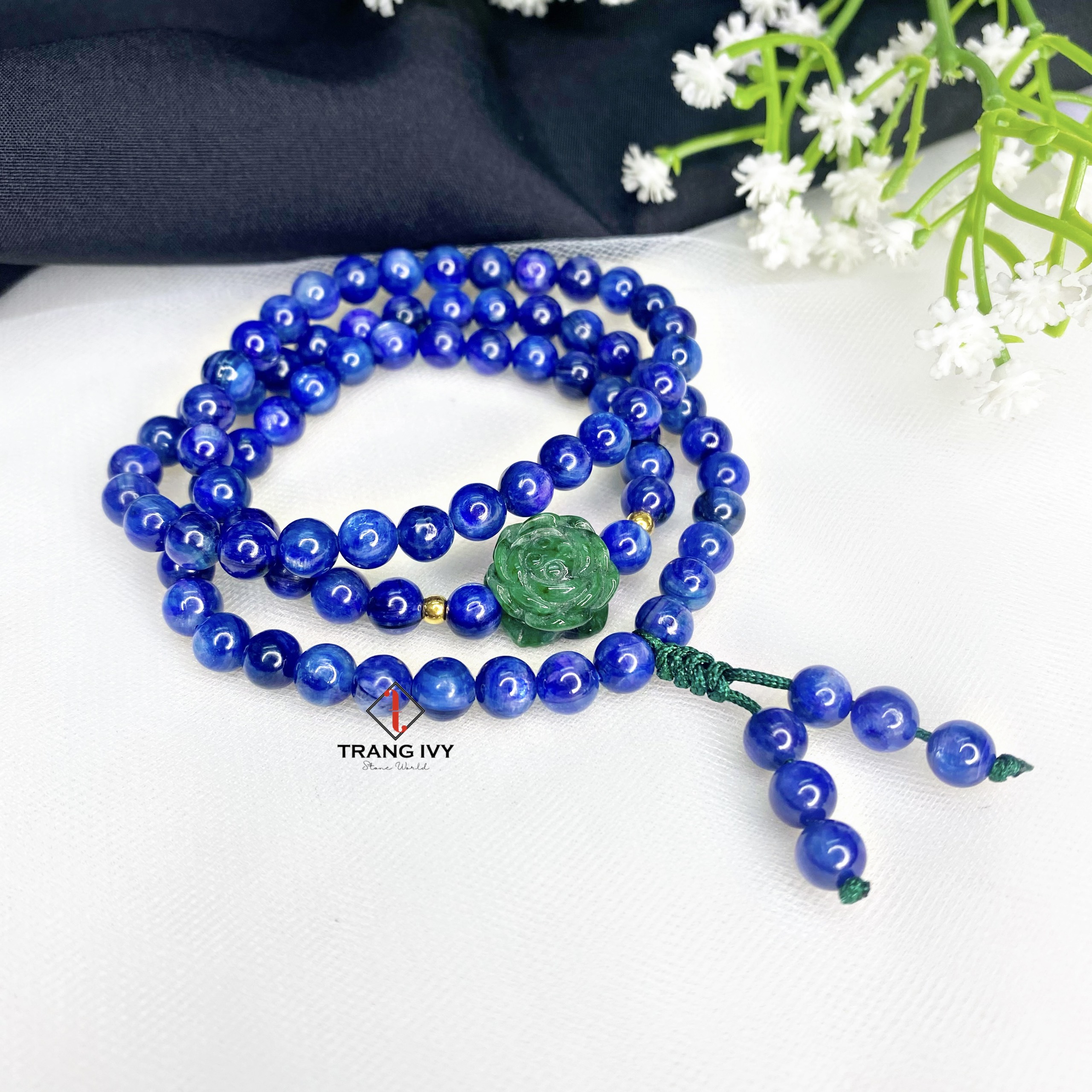 Vòng Tay Kyanite Mix Charm Hoa Mẫu Đơn
