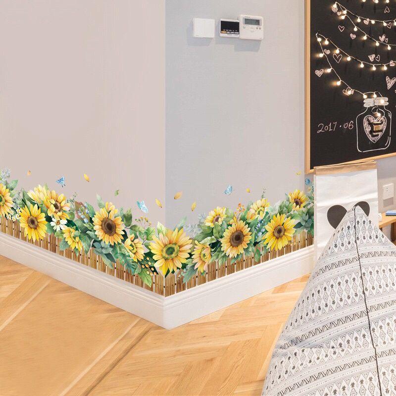 Decal dán chân tường hoa hướng dương to