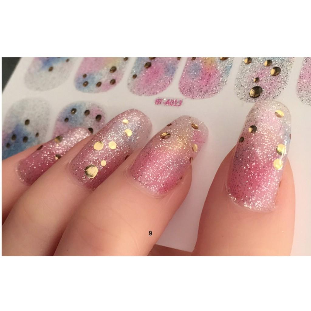 Lô 12 sticker móng tay nail art chấm tròn- quà tặng giũa mini và 2 khăn khô vô trùng