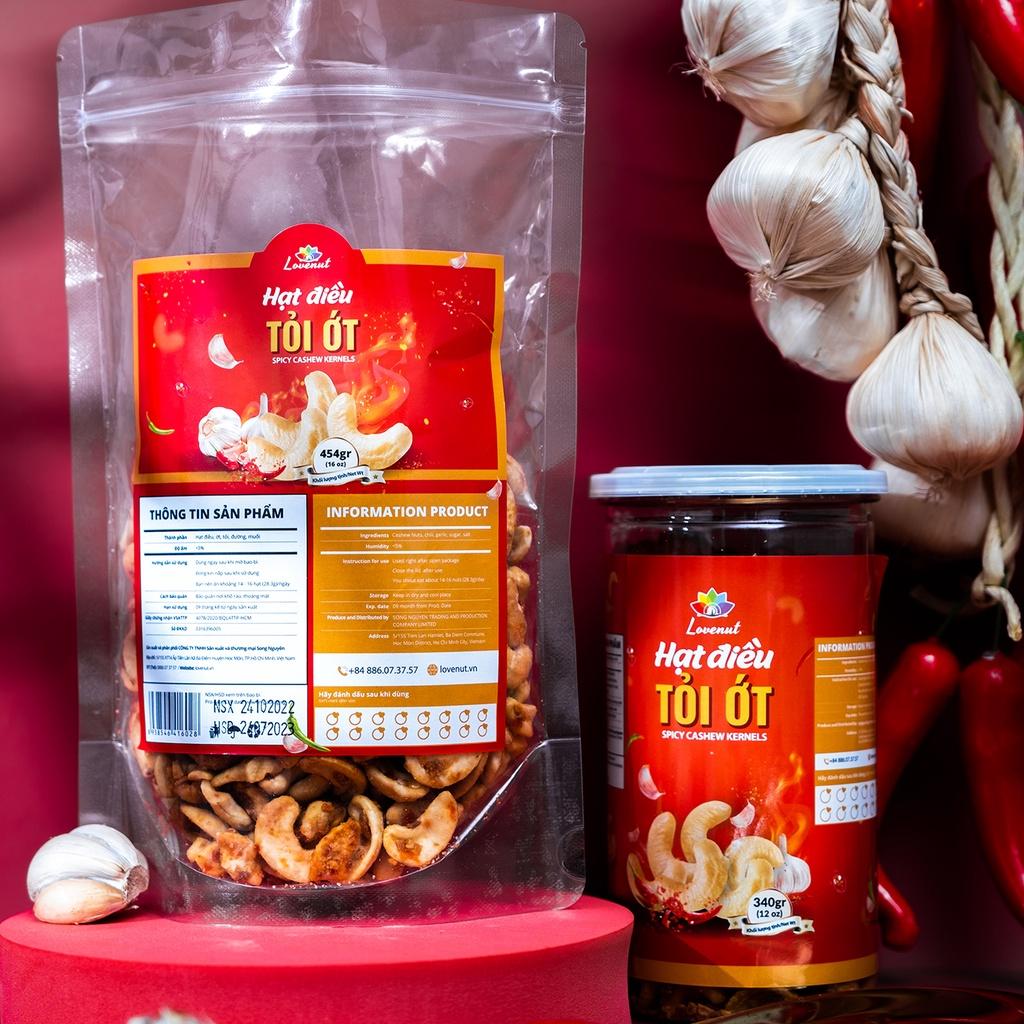 Hạt Điều Tỏi Ớt 340g Lovenut Rang Sấy Gia Vị Không Chất Bảo Quản Đảm Bảo Dinh Dưỡng, Giảm Cân, Ăn Kiêng