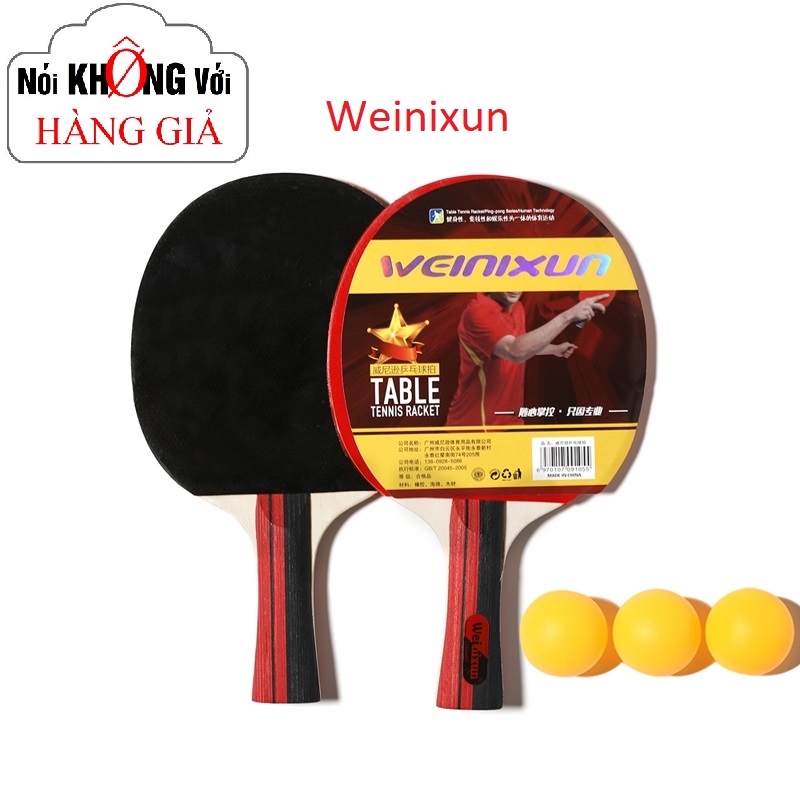 Bộ 2 vợt bóng bàn trẻ em tặng kèm 3 bóng Weinixun, vợt bóng bàn