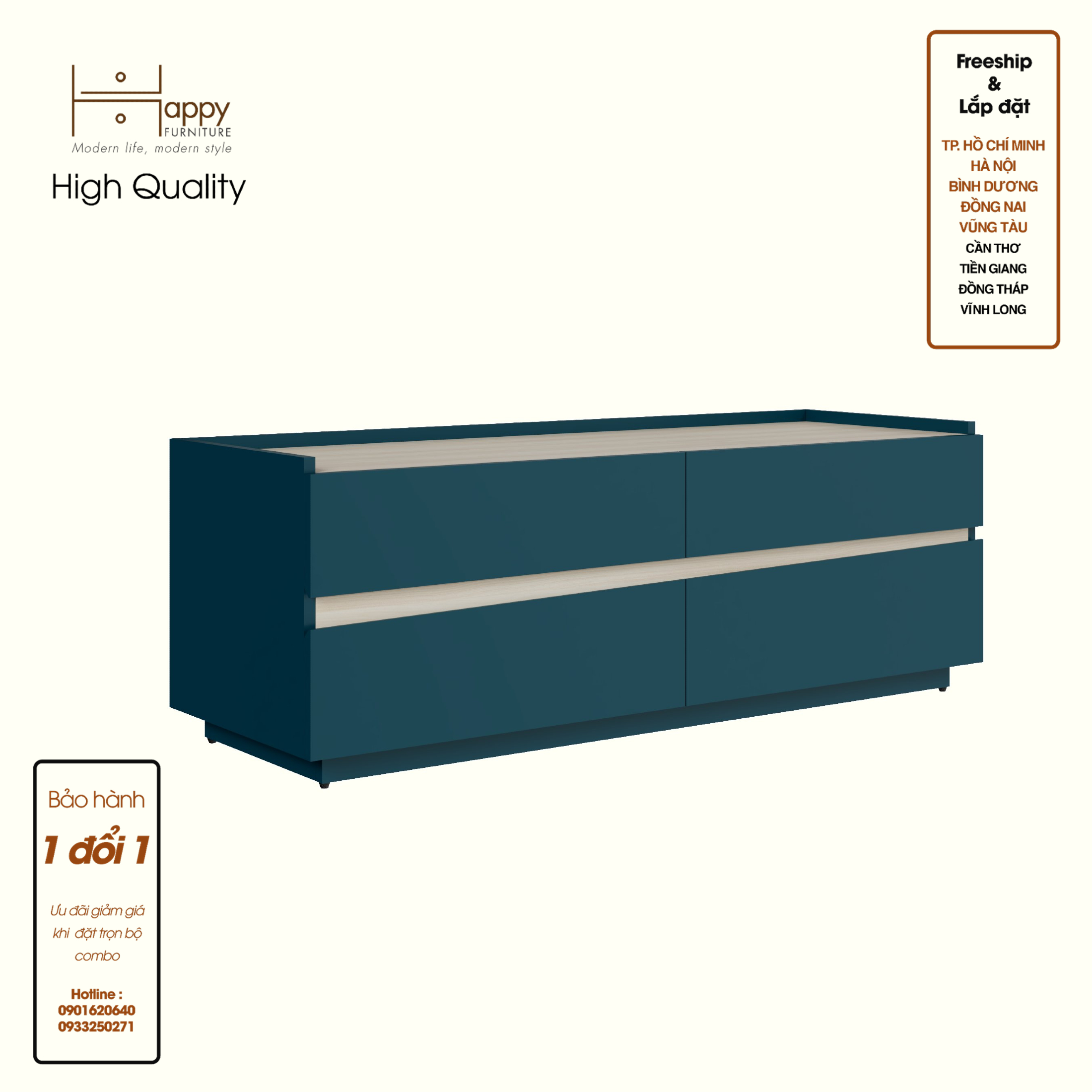 [Happy Home Furniture] VIGGO, Tủ đựng đồ 4 ngăn kéo, 120cm x 40cm x 42cm ( DxRxC), THK_161