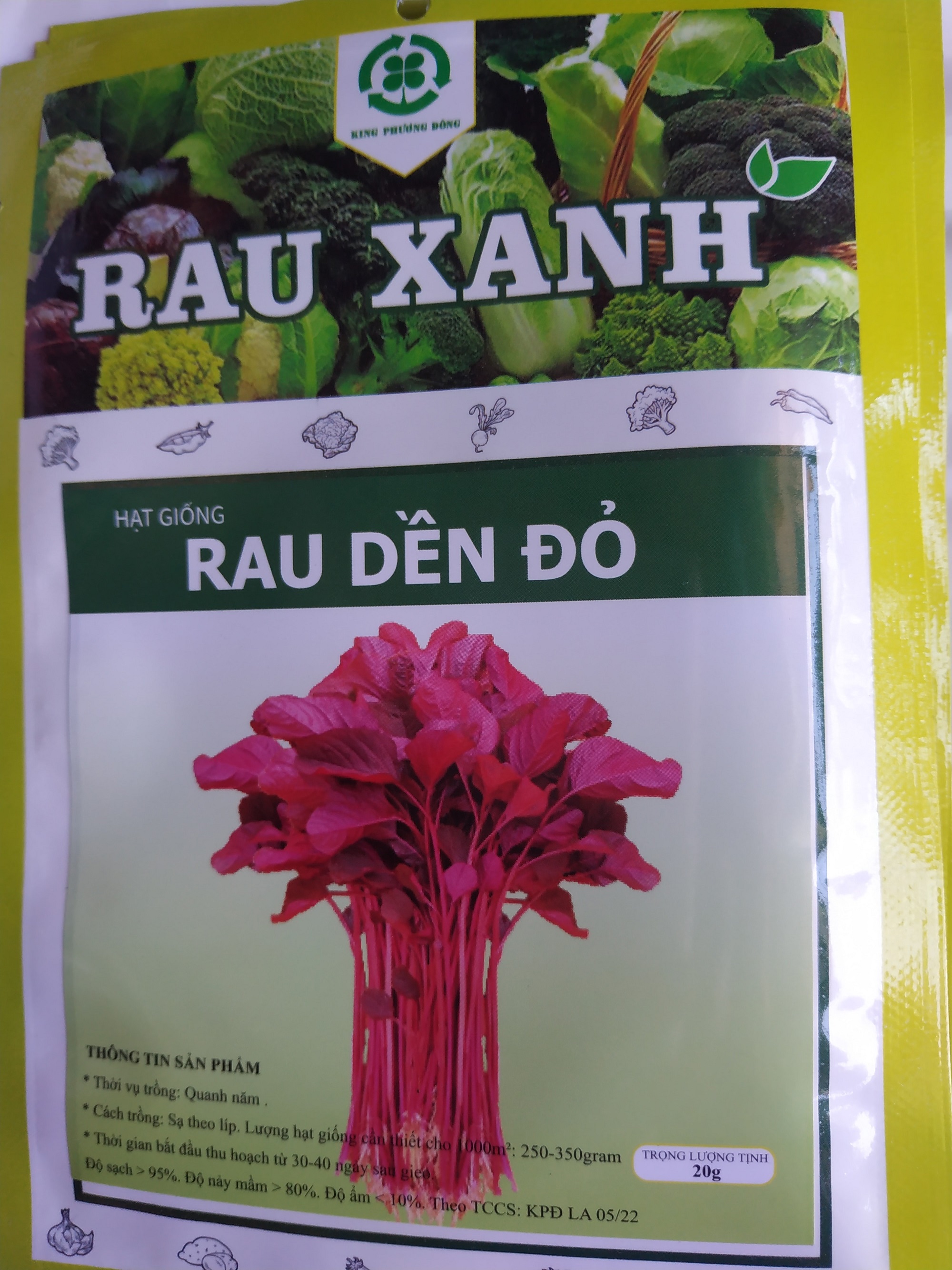 Hạt giống RAU DỀN ĐỎ - gói 20 gram