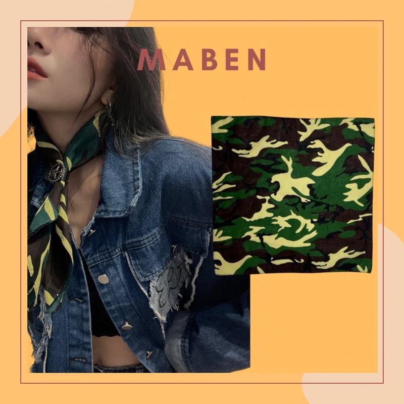 Khăn bandana hoạ tiết camo xanh lá cotton size 55x55cm - Maben