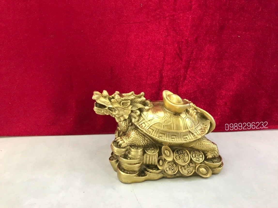 Tượng Long Quy cõng thỏi vàng bằng đồng - Long Quy phong thủy