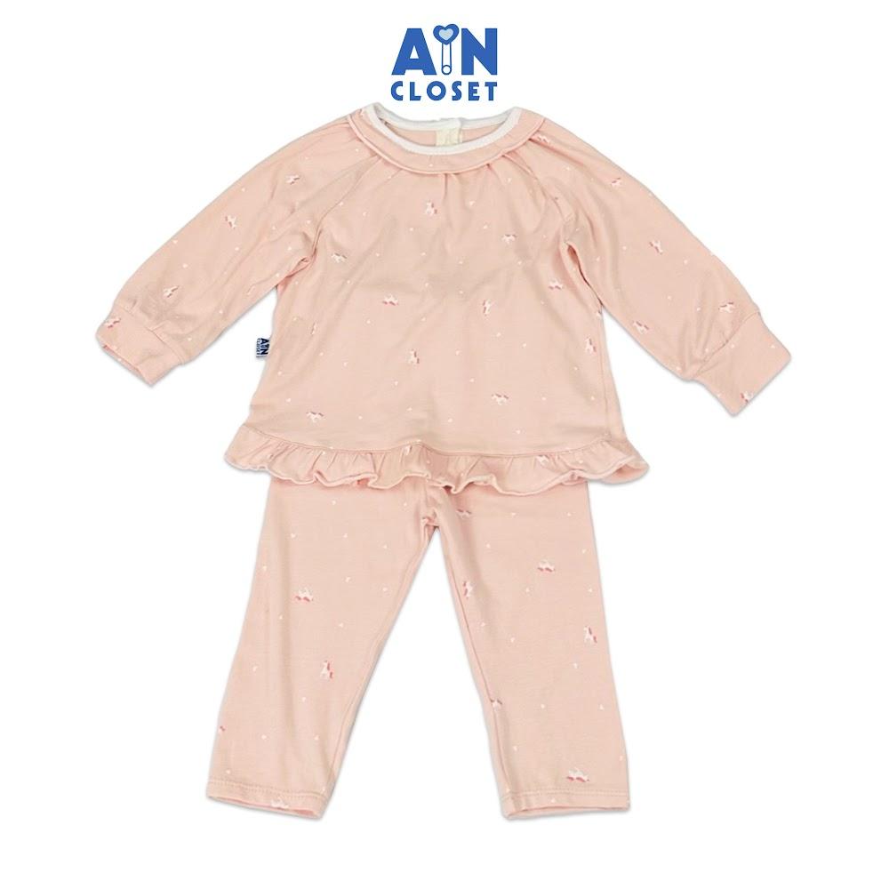 Bộ quần áo Dài bé gái họa tiết Ngựa Nhí Hồng thun cotton - AICDBGVP4LRB - AIN Closet