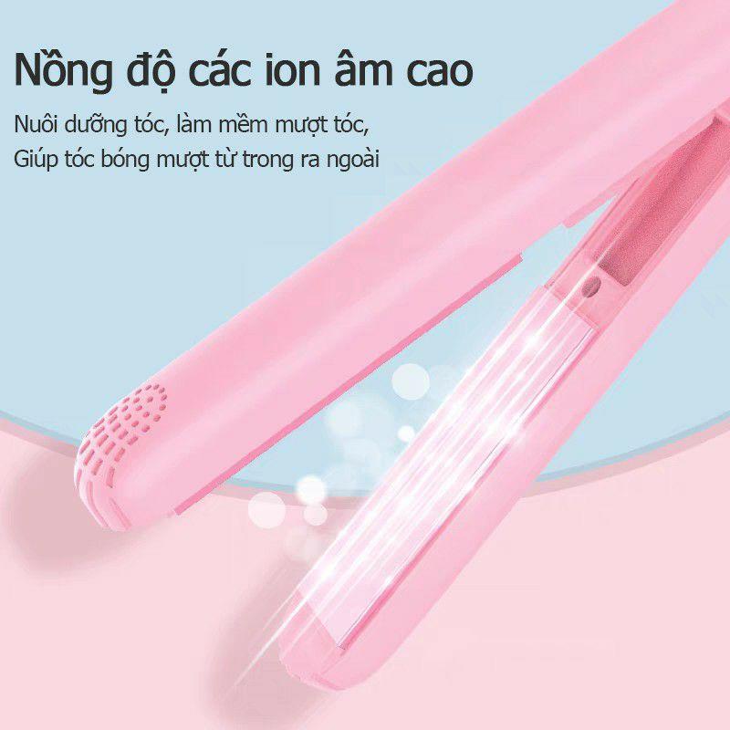 Máy bấm tóc mini du lịch tặng kèm hộp dễ thương - Máy uốn duỗi dập xù tóc mini tiện lợi - Kẹp tóc duỗi thẳng Mabe