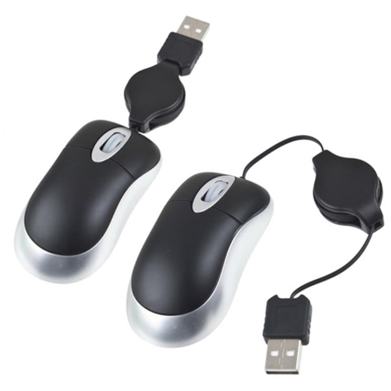 Chuột quang có dây rút cổ điện cổng USB kết nối với máy tính laptop cho văn phòng gọn nhẹ siêu tiện lợi - miếng lót chuột