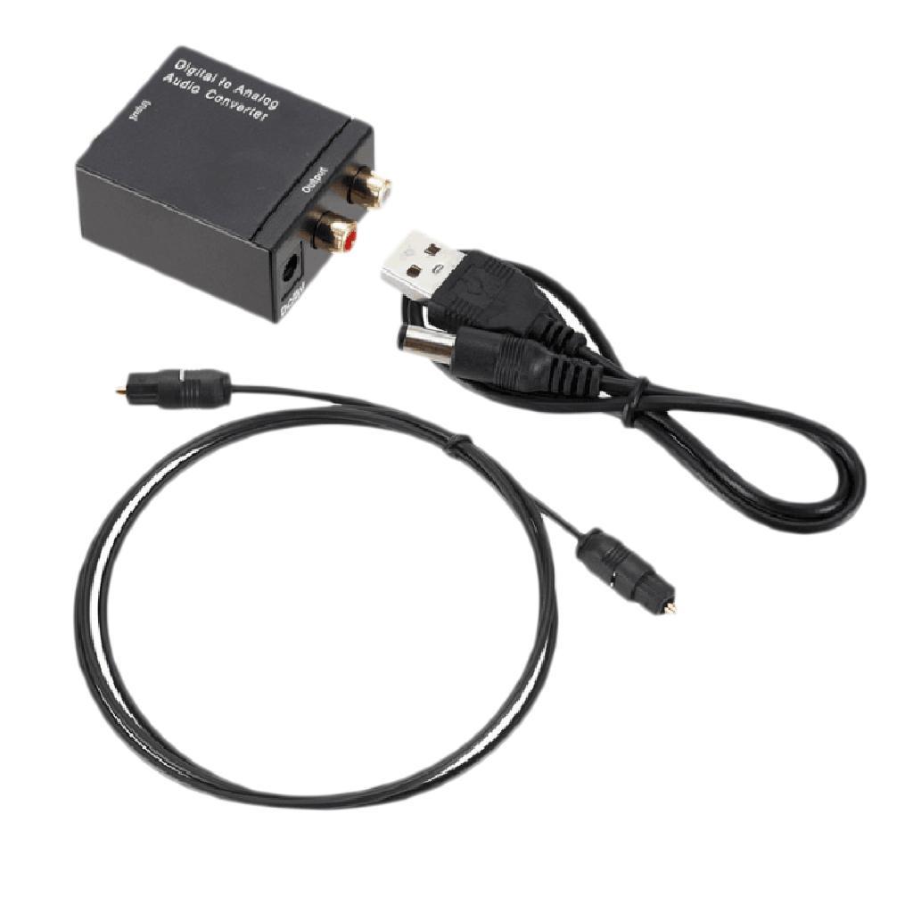 Digital Optical Toslink SPDIF Coax To Analog RCA L/R Converter Adapter Black