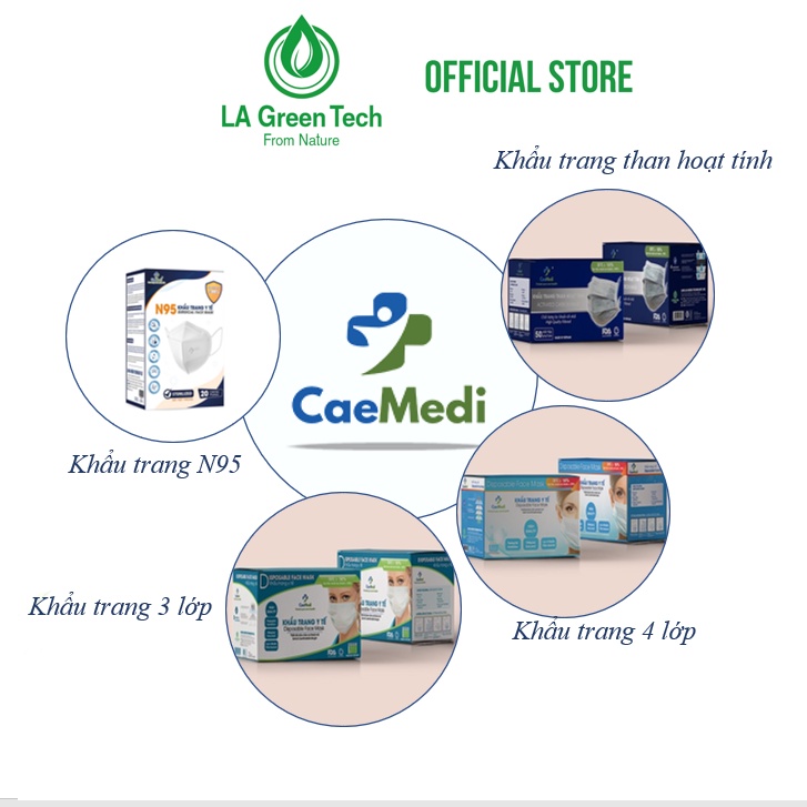 Khẩu trang y tế CAEMEDI N95 cao cấp, kháng khuẩn, lọc bụi bẩn đạt chuẩn BFE, FDA, CE xuất khẩu Châu Âu - Hộp 20 cái