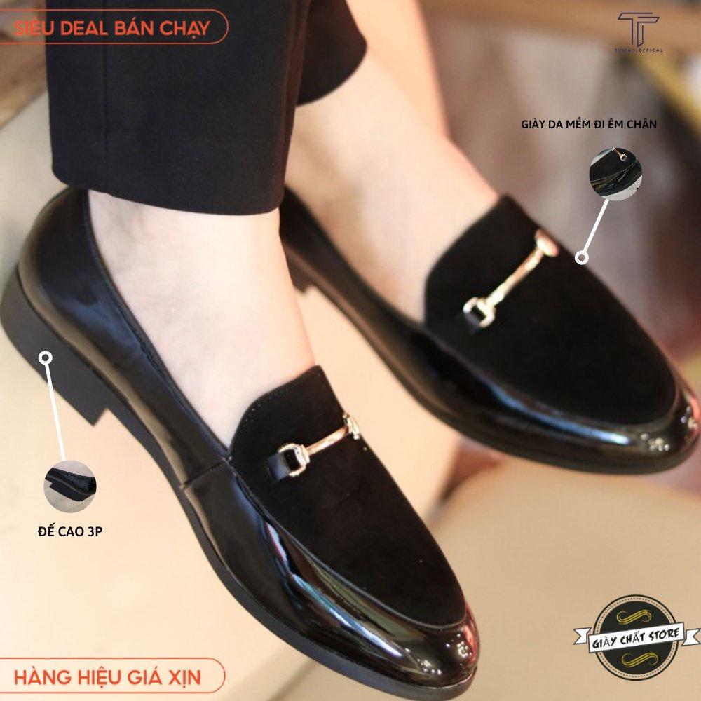 Giày Lười Da Nam Công Sở Đế Cao Su Non Khâu Chắc Chắn Đai Vàng
