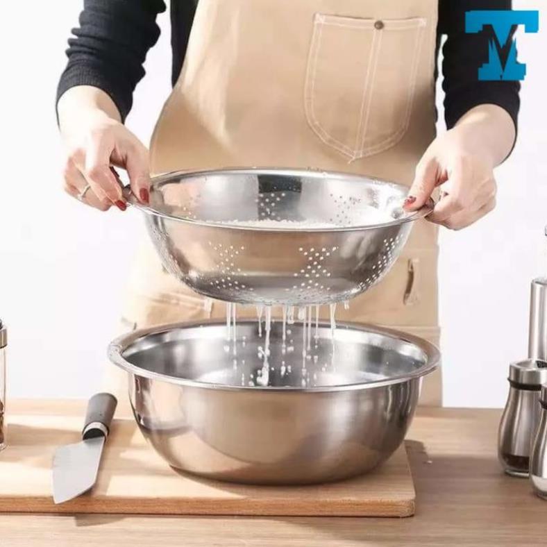 Bộ Thau Rổ Inox ISA Không Gỉ 5 Món Tiện Dụng