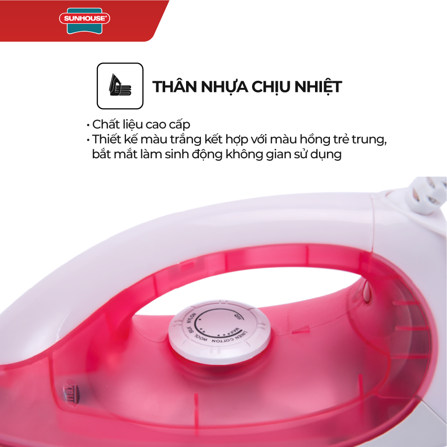 Hình ảnh Bàn Ủi Khô Sunhouse SHD1072 - Hồng (1200W) - Hàng chính hãng