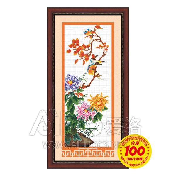 Tranh thêu chữ thập Hoa Cúc - Bộ tứ quý hoa chưa thêu
