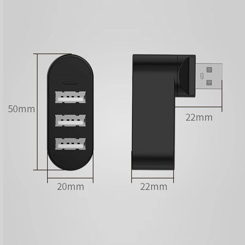 2x Rotatable 3 Ports USB 3.0 HUB + 2 USB 2.0 Adapter Splitter White