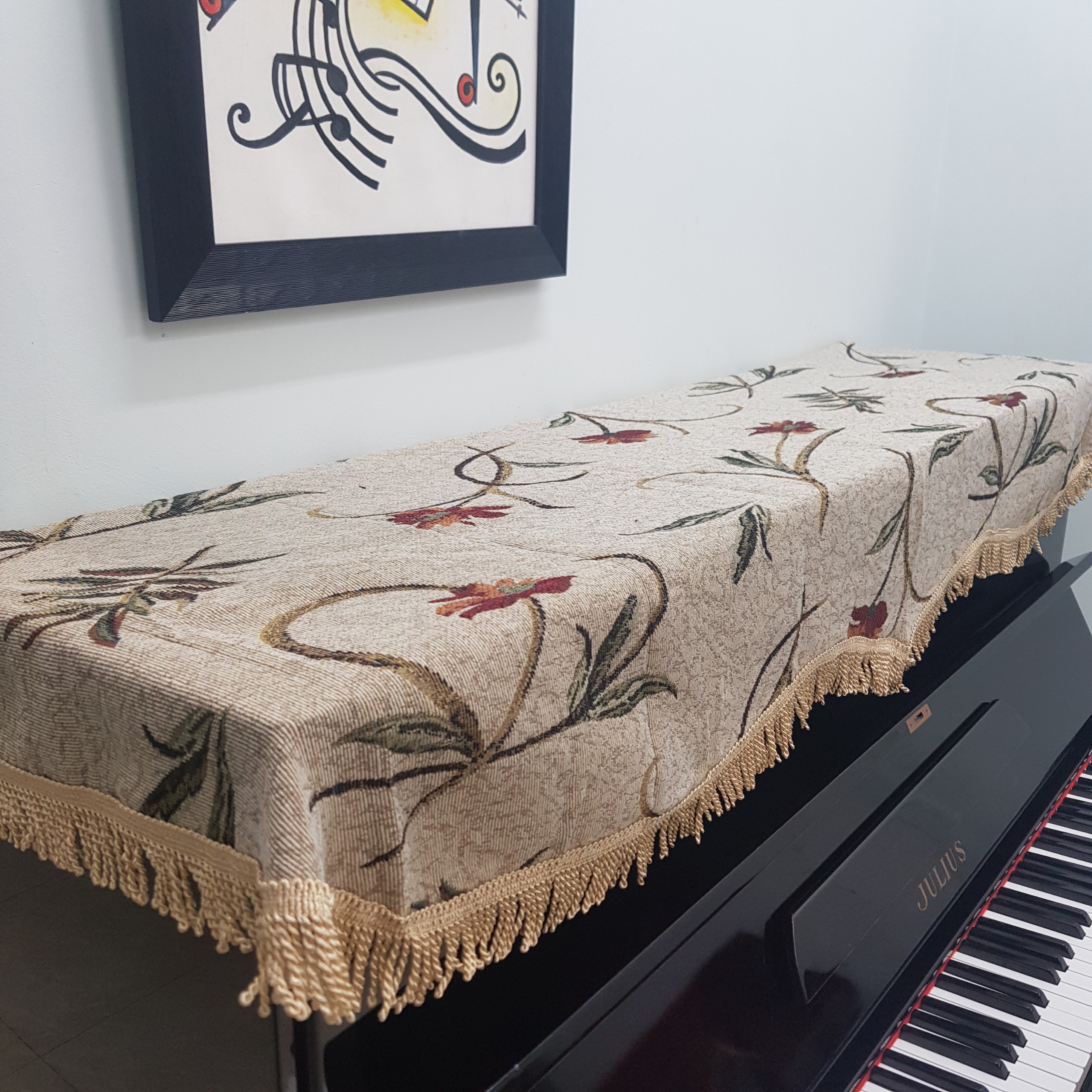 Khăn phủ đàn Piano cơ mẫu hoa lá hiện đại