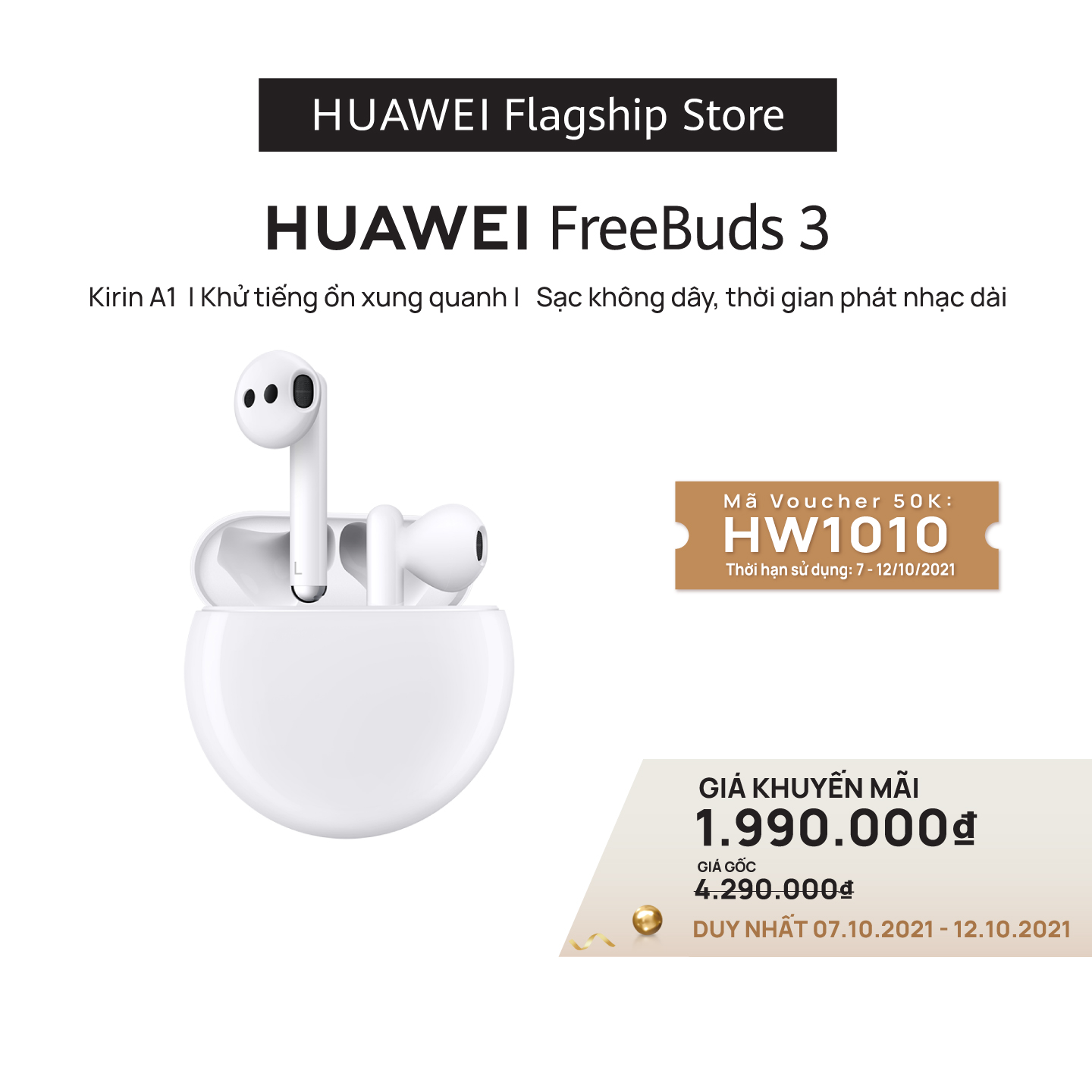 Tai nghe Bluetooth Huawei FreeBuds 3 - Hàng Phân Phối Chính Hãng