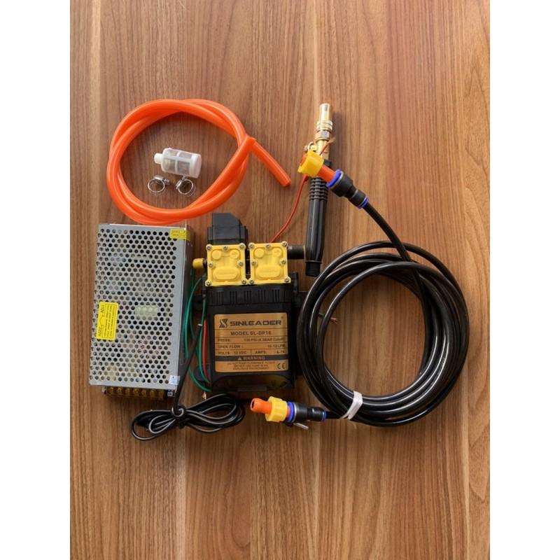 Bộ sịt rửa xe bơm đôi kèm nguồn 10m dây 8li đen 1m dây hút đầu sịt thẳng chỉnh tia khớp nối lọc rác hoàn chỉnh