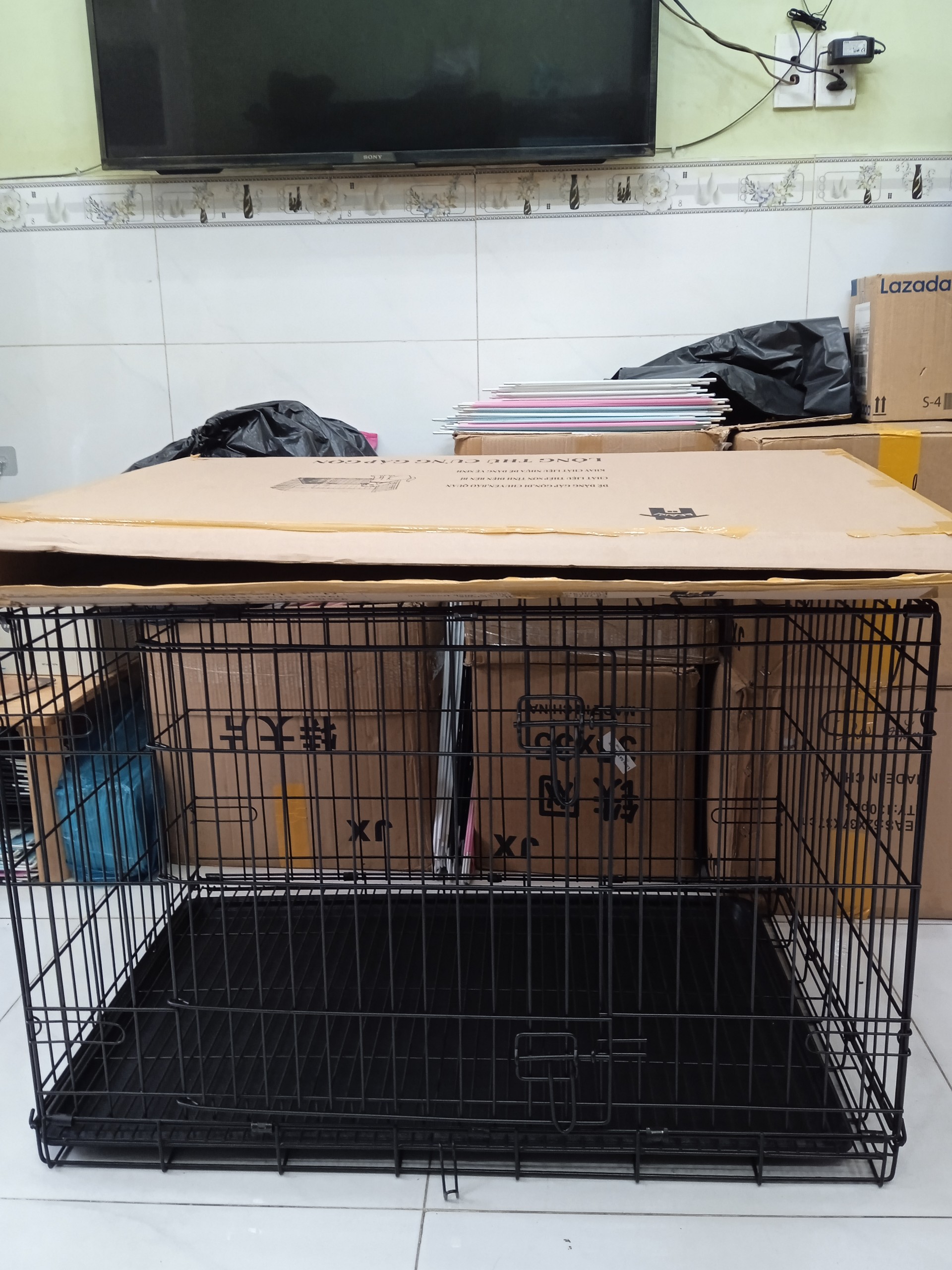 CHUỒNG CHÓ SIZE LỚN NAN SIÊU DÀY 90X60X65CM GẤP GỌN TIỆN LỢI DÀNH CHO PET LỚN