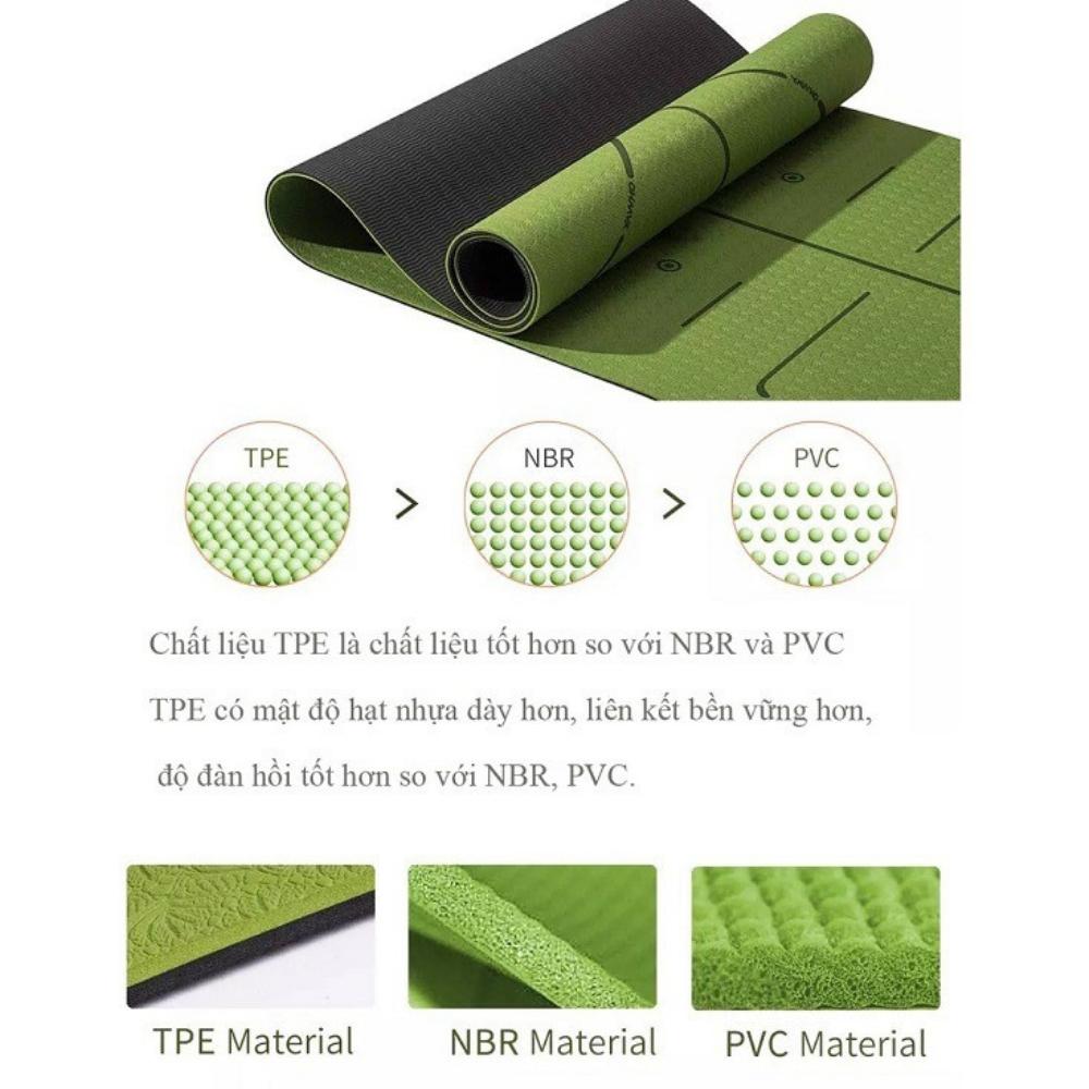 Thảm Tập Yoga, Tập Gym 8mm 2 Lớp Không Mùi + Túi Đựng Thảm + Dây Buộc Thảm Chính Hãng HUY BẠT - Giao Ngẫu Nhiên.