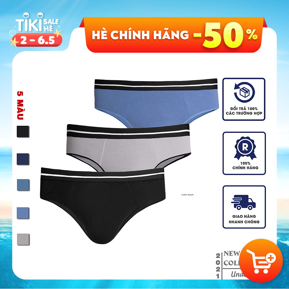 Combo 3 Quần Sịp Nam Tam Giác 5S (5 màu), Chất Vải Cotton Mềm Mịn, Thấm Hút Cực Tốt, Vận Động Thoải Mái (X3-SIP21001BRF)