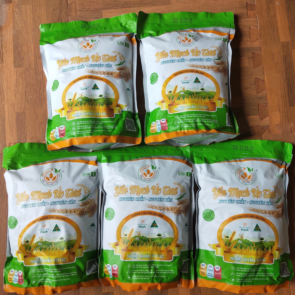 YẾN MẠCH ÚC TƯƠI NGUYÊN CHẤT NGUYÊN CÁN LOẠI 1 ( COMBO 5 GÓI TIẾT KIỆM 5kg )