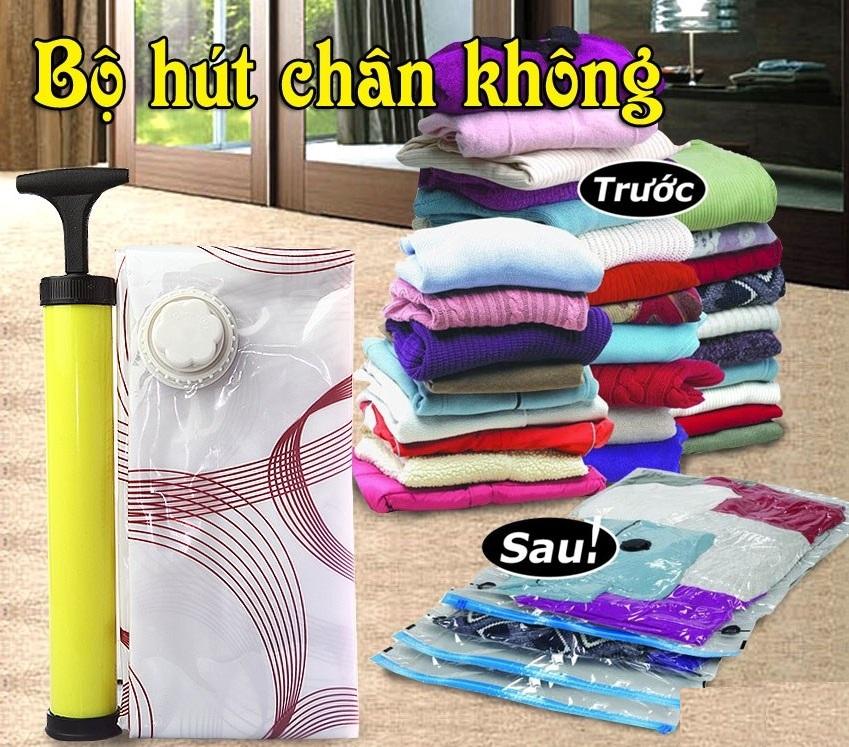 Bộ 8 túi hút chân không cất chăn màn, quần áo siêu gọn TẶNG 01 MÁY ĐÁNH TRỨNG CẦM TAY