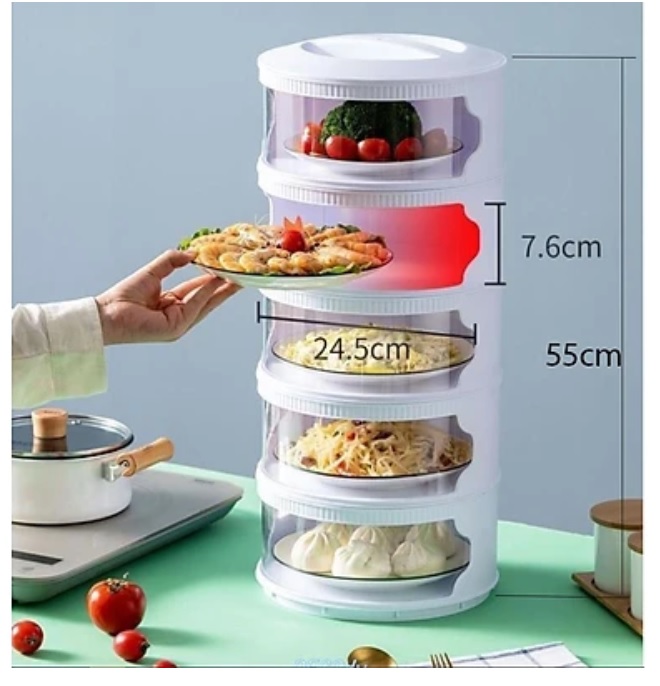 Lồng Bàn Bảo Quản Thực Phẩm - Hộp Đựng Đồ Ăn 5 Tầng