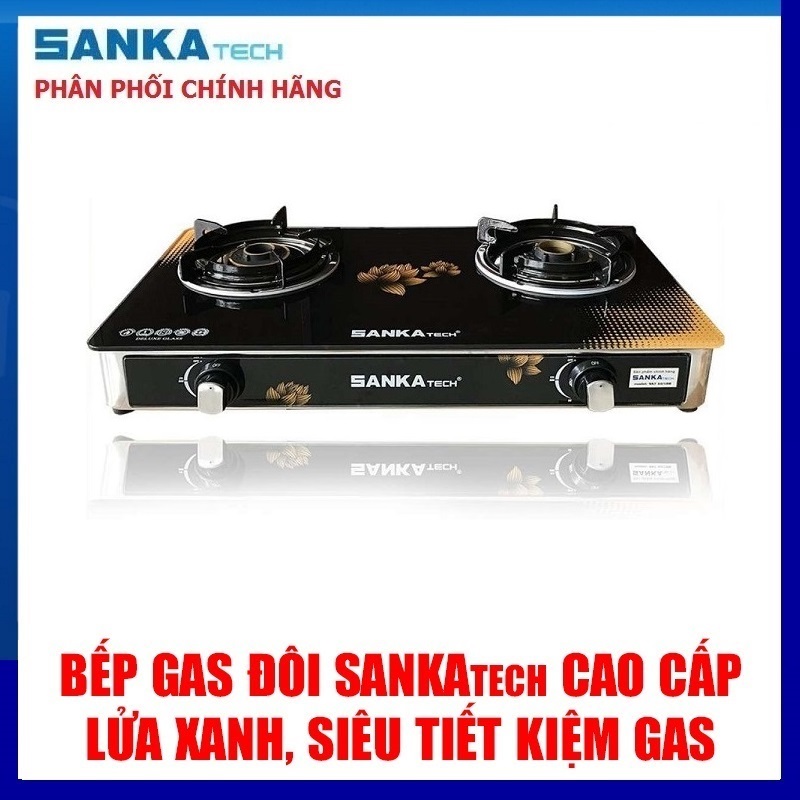 Bếp Ga Đôi Cao Cấp SANKAtech SKT 665BB Điếu đúc gang Sen đồng - Hàng chính hãng