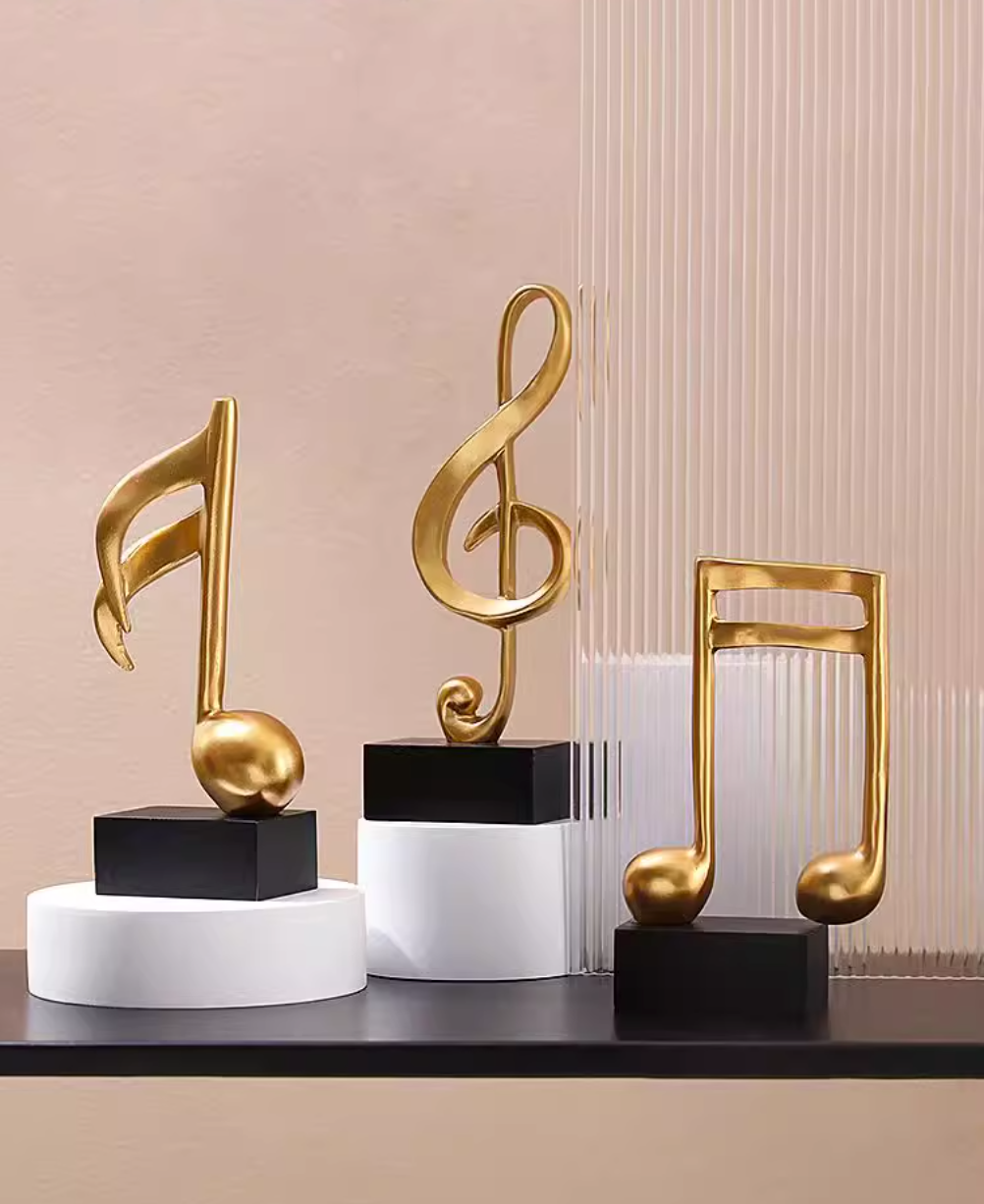 Mô hình 3 nốt nhạc, khoá sol mạ đồng bàn làm việc decor trang trí nhà cửa - Hàng chính hãng