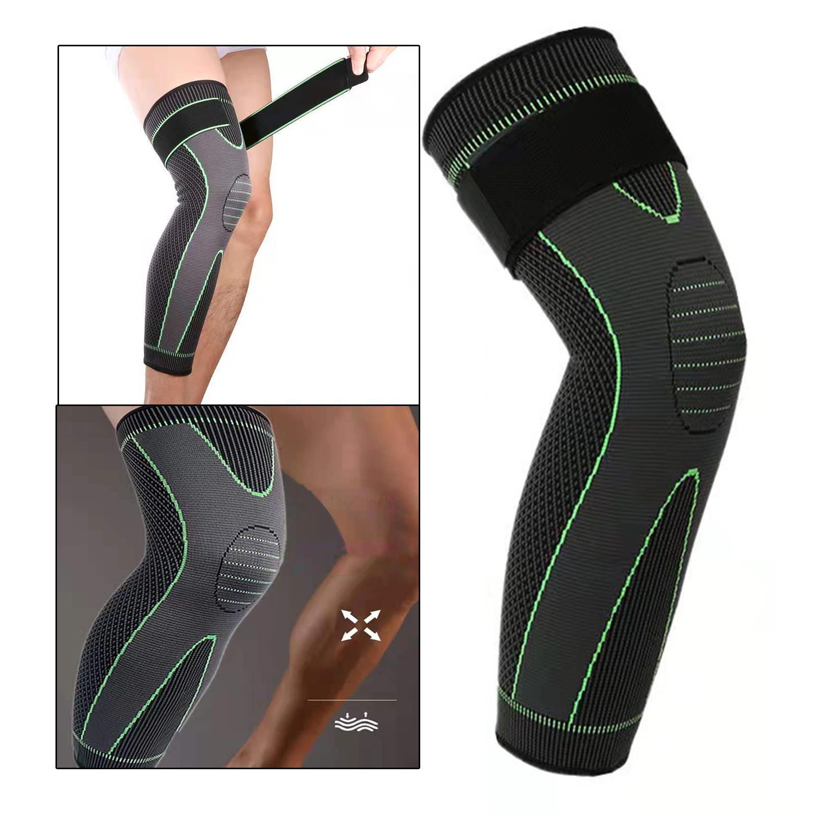 Elastic Knee Brace Pressure Long Compression Sleeve Breathable Knee Protector for Running Basketball Cycling Sports Injury Recovery