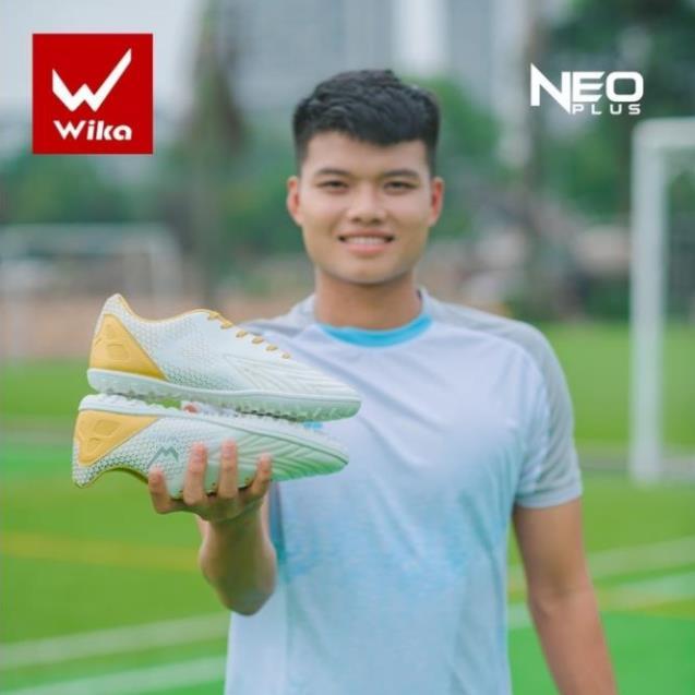 Free Ship - Giày đá bóng nam Wika Neo Plus chính hãng chất liệu da PU cao cấp, khâu toàn bộ đế, đinh TF chống trơn trượt