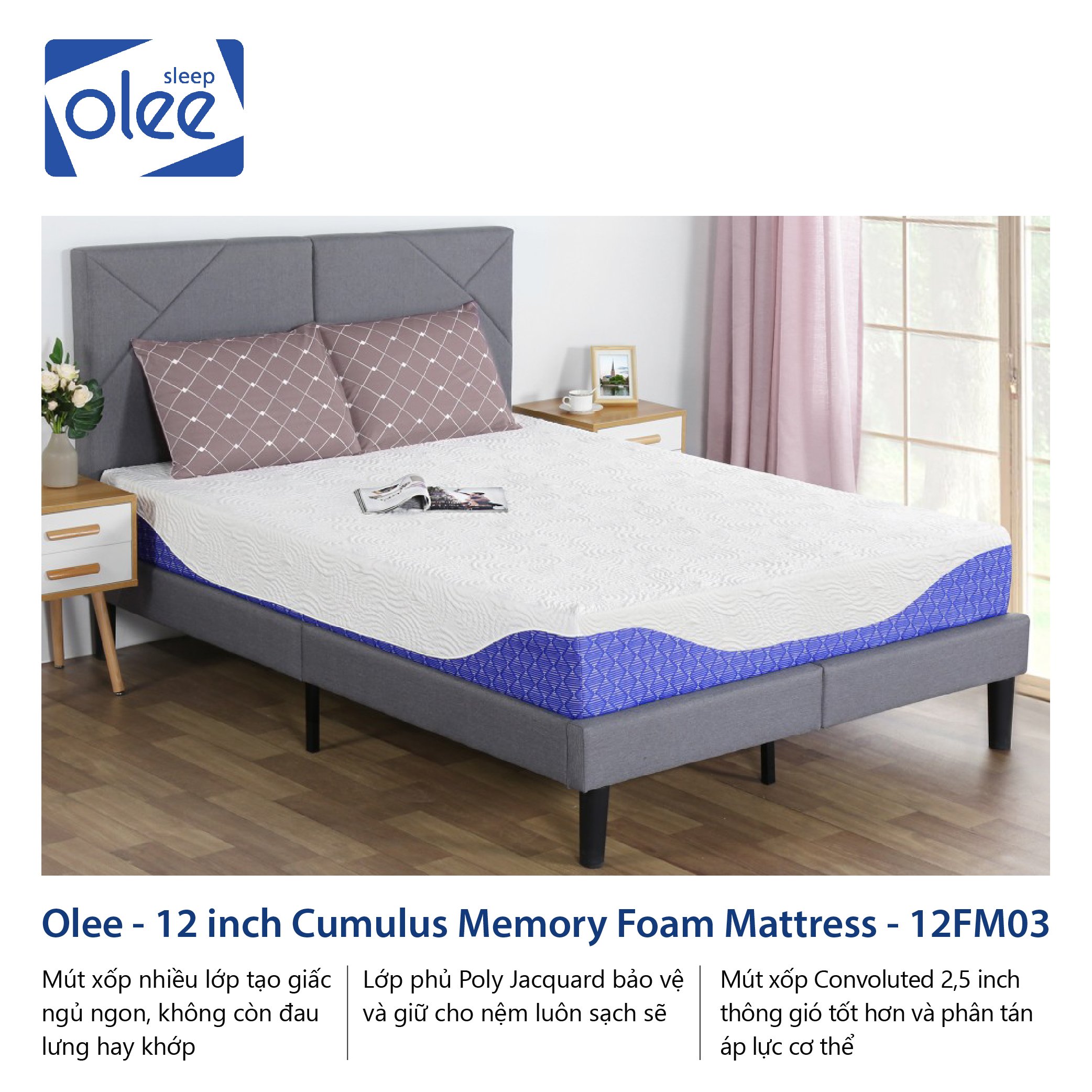 Nệm OleeSleep Memory Foam 12 inch – 12FM03