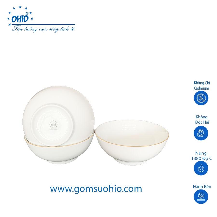 Tô Khum 18cm Sứ Trắng Viền Kim OHIO