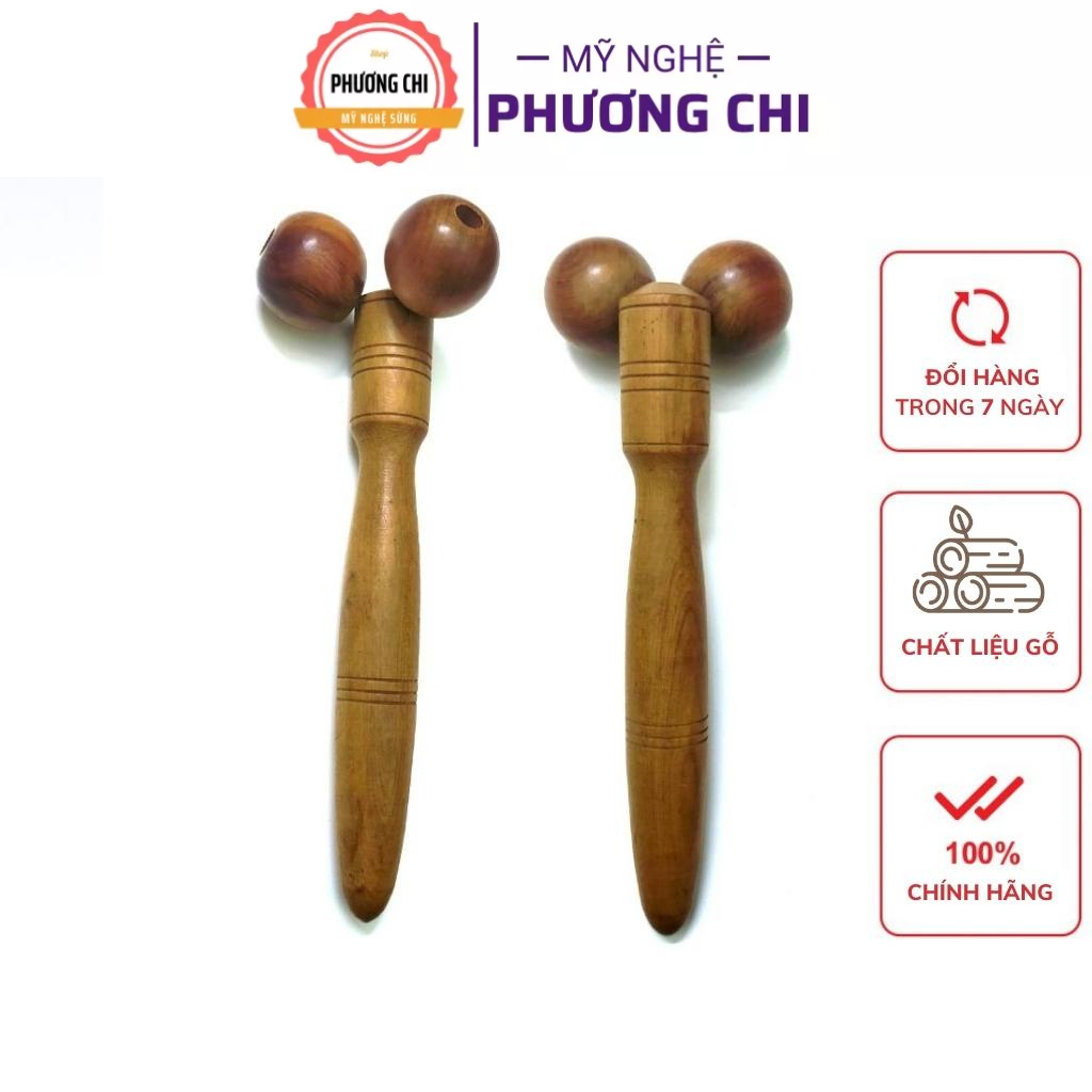 Cây Lăn Mát Xa Mặt, Mũi Bằng Gỗ Thơm, Hai Bánh Xe Lăn Tròn Giúp Nâng Cơ Mặt Và Thon Gọn Mũi | Mỹ Nghệ Phương Chi