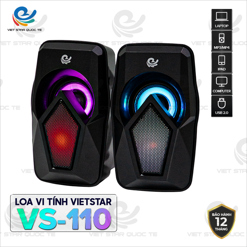 Loa Bluetooth Vi Tính Kết Nối Cổng USB Có Đèn Led Nhiều Màu, Âm Thanh Sống Động, Chơi Game Cực Đã - Hàng Chính Hãng