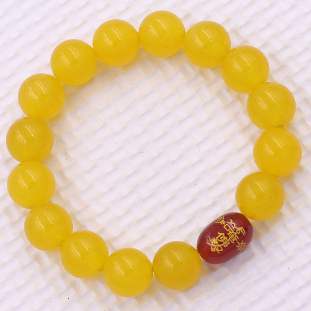 Vòng chuỗi đeo tay đá thạch anh vàng 10 ly charm giải thái tuế phù, vòng chuỗi phong thủy, giải năm hạn thái tuế