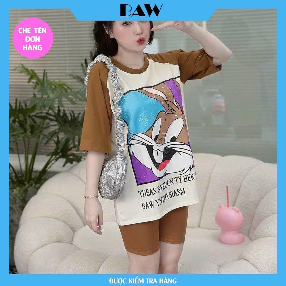 Đồ Bộ Nữ, Đồ Bộ Nữ Mặc Nhà Quần Thun Gân Có Túi, Đồ Bộ Nữ Cotton Dày Dặn In Họa Tiết Siêu Dễ Thương, Đồ Bộ Ngủ Nữ, Đồ Bộ Nữ Dài Thương Hiệu Baw MM8