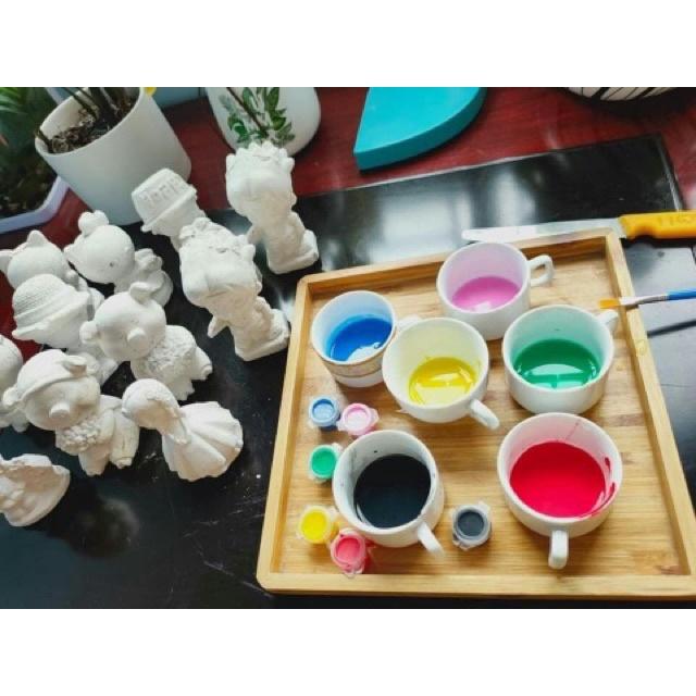 BỘ TÔ TƯỢNG BẰNG THẠCH CAO BÁT TRÀNG 10 TƯỢNG KÈM MÀU