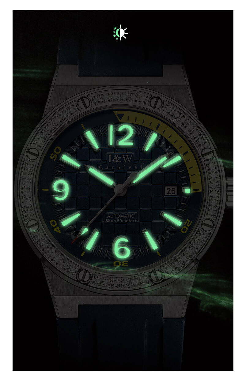 Đồng hồ nam chính hãng IW CARNIVAL IW661G-4 Kính sapphire ,chống xước,Chống nước ,Bảo hành 24 tháng,Máy cơ (Automatic),Dây cao su cao cấp,thiết kế thể thao