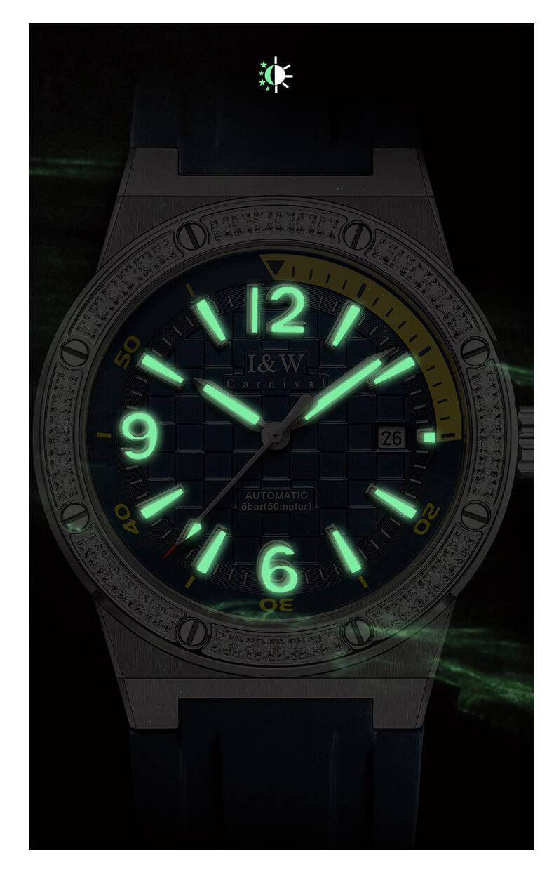 Đồng hồ nam chính hãng IW CARNIVAL IW661G-4 Kính sapphire ,chống xước,Chống nước ,Bảo hành 24 tháng,Máy cơ ,Dây cao su cao cấp,thiết kế thể thao