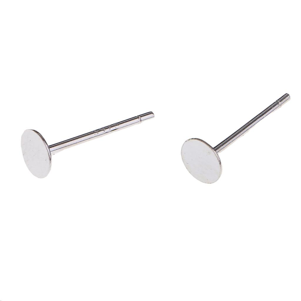 Sliver Earrings Posts Flat Pad Blank Ear Stud Pin for Earring Making Findings 10 mm Pack of 5 Paris