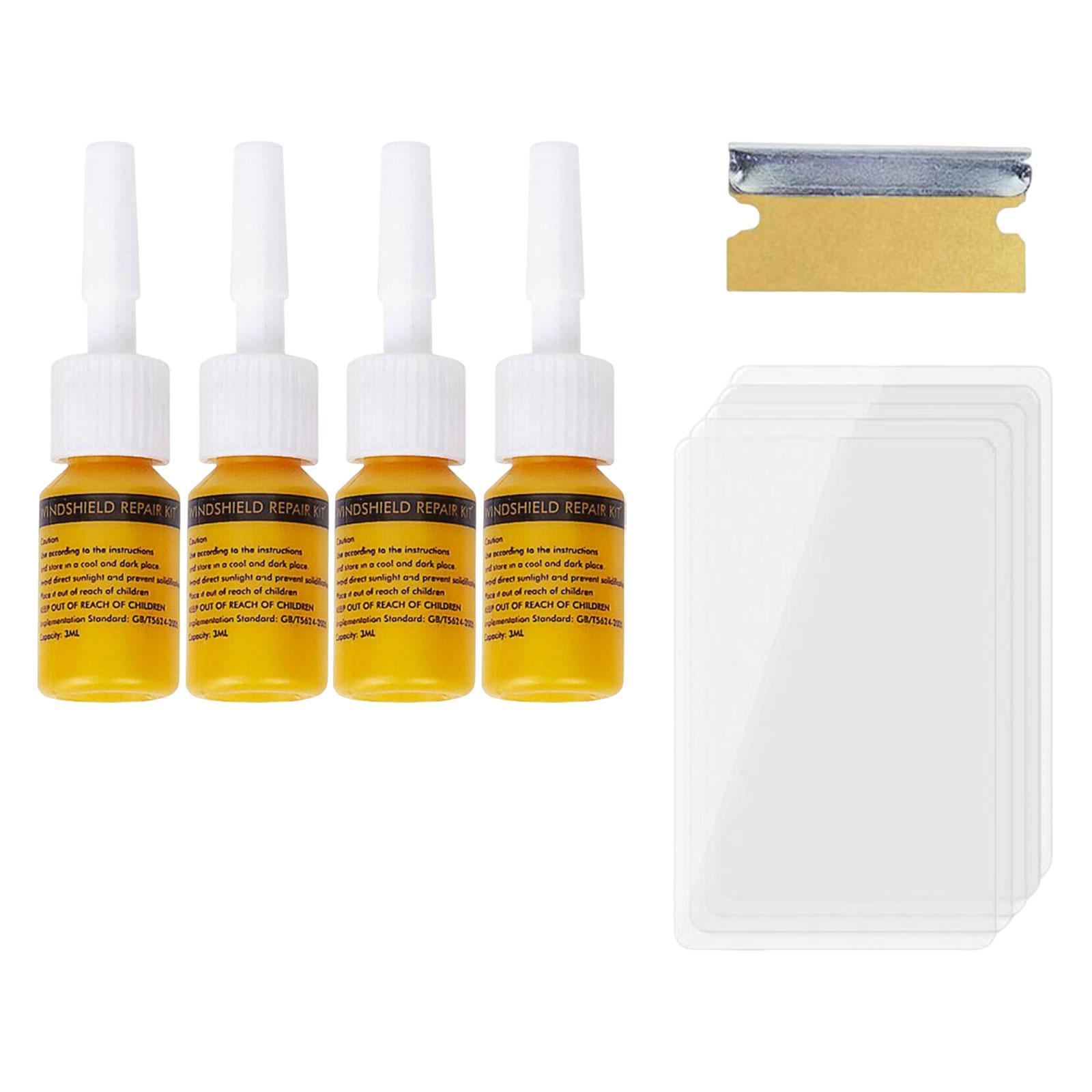 4x Car Windshield Crack Repair Resin , Scratch Remover, Easy to Use, Fixing Chips Cracks, Vehicle Glass DIY Windscreen Tool Nano Fluid Filler