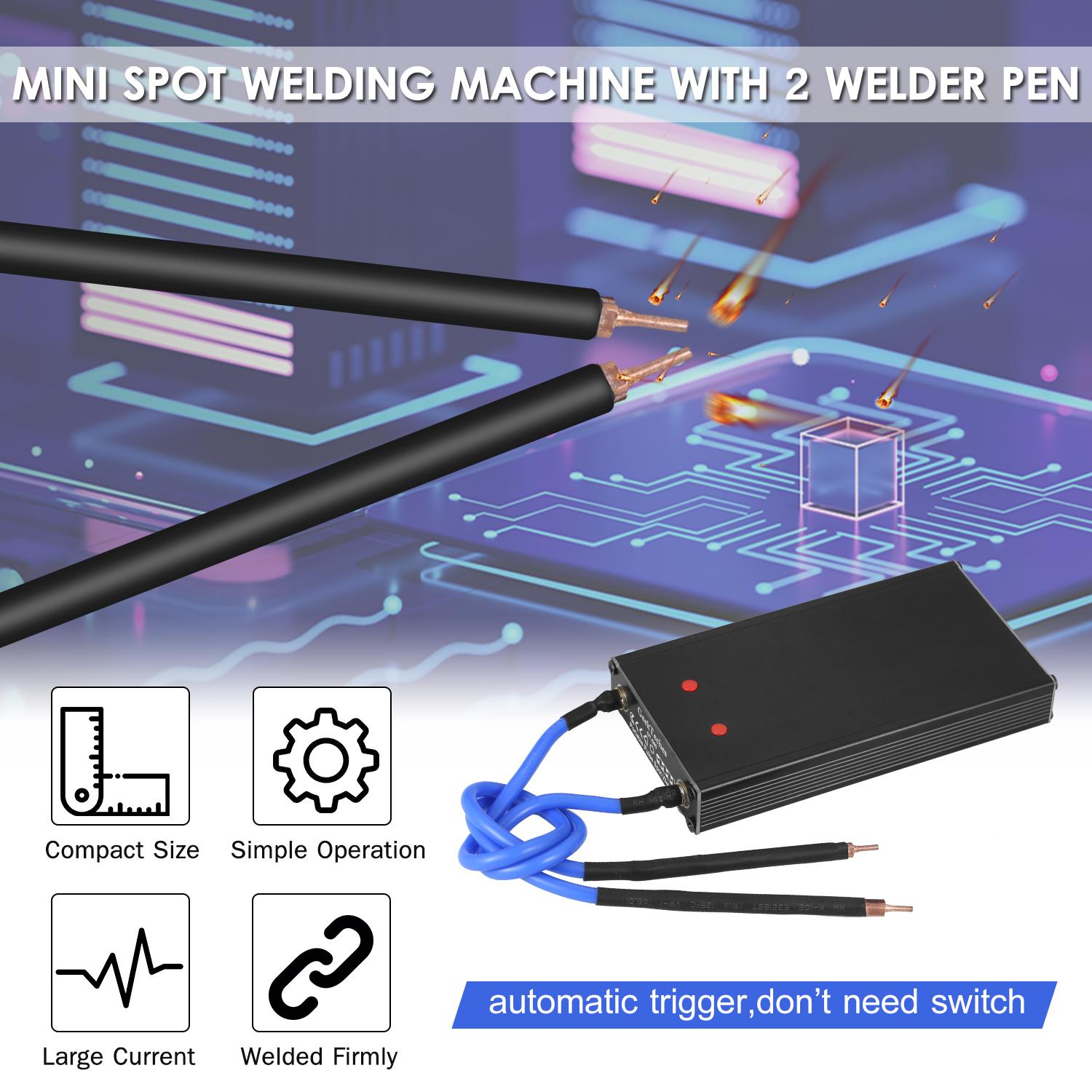 Portable Pulse Spot Welder Rechargeable Mini Spot Welding Machine with 2 Welder Pen Household DIY 18650/21700/32650