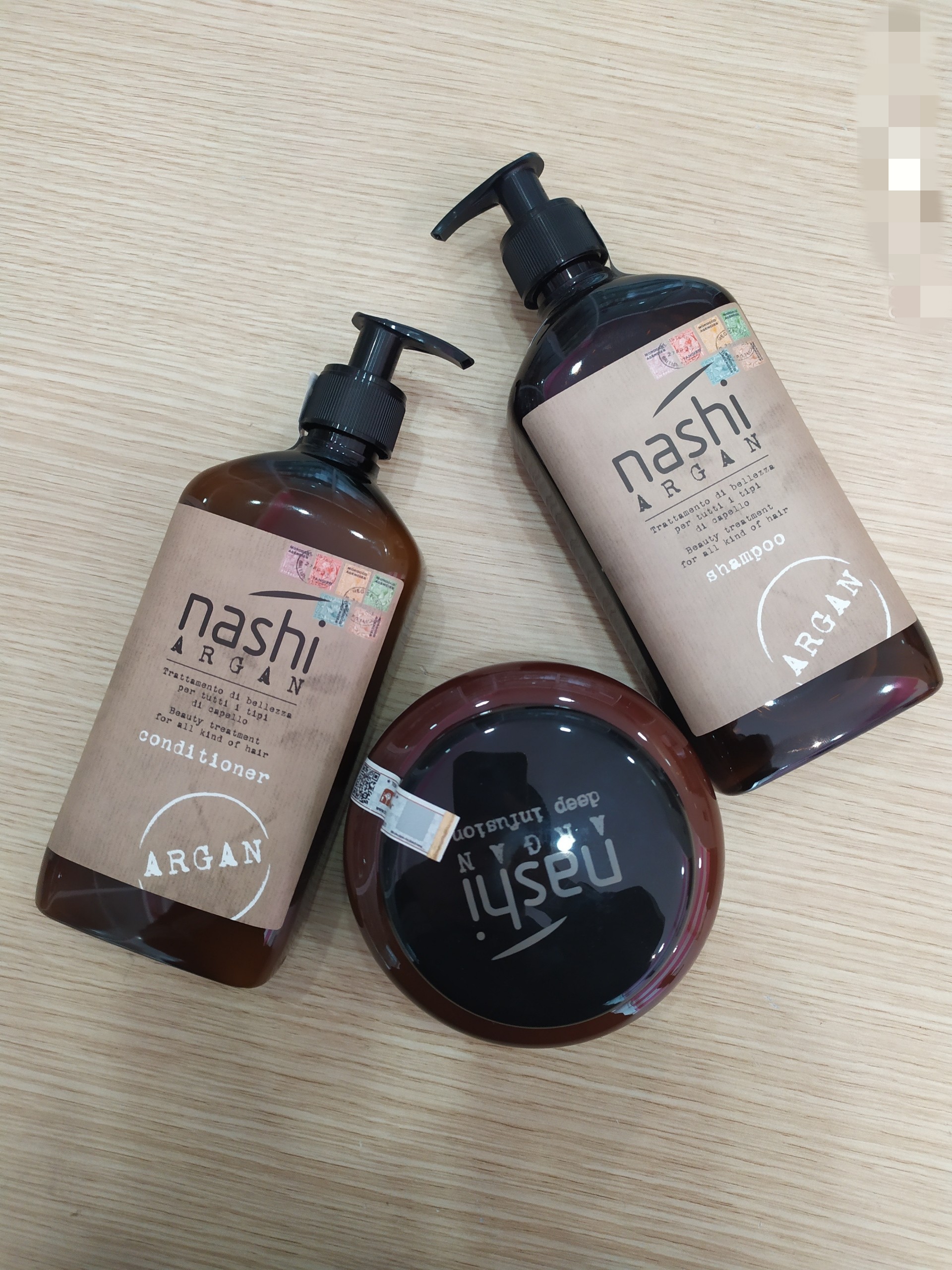 [+Tặng mũ trùm] TRỌN BỘ GỘI - XẢ - Ủ NASHI ARGAN 500ML